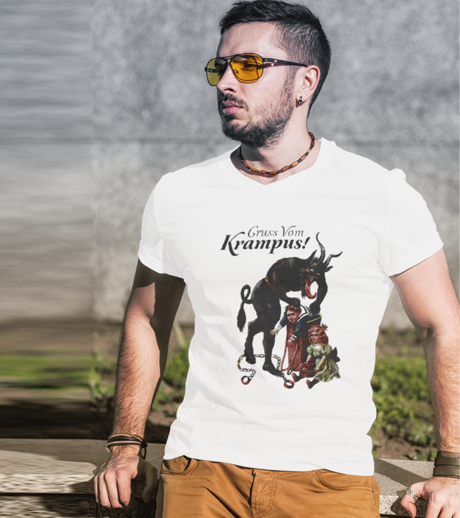 Meowy Krampus Gruss Vom Krampus Christmas Feline Holiday Mischief T-Shirt