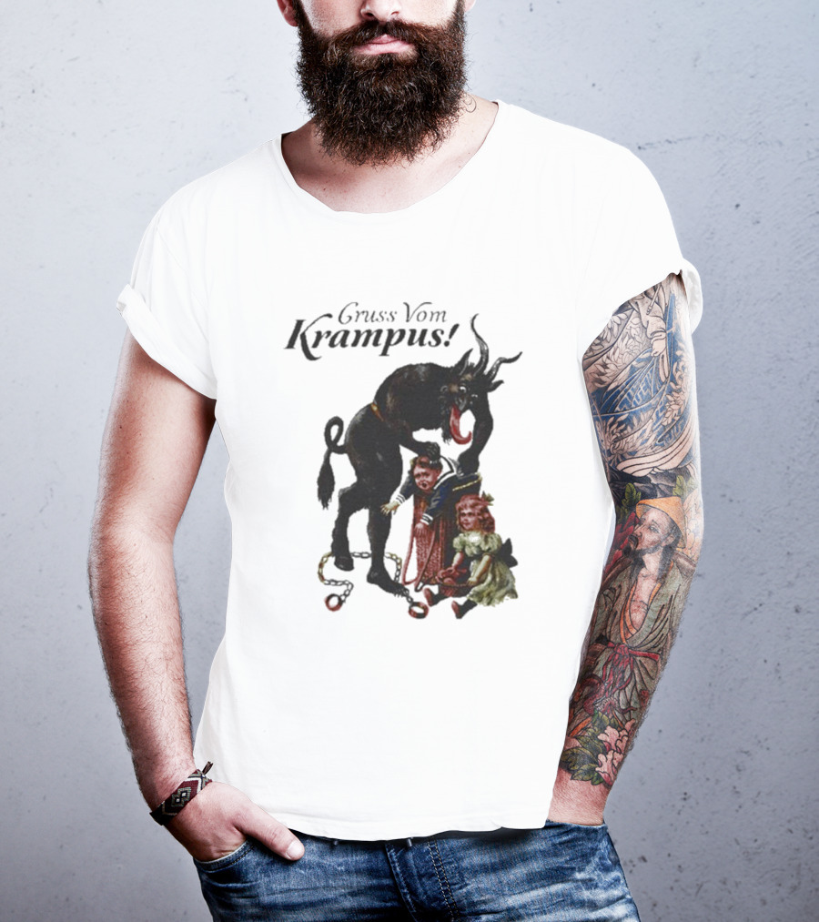 Meowy Krampus Gruss Vom Krampus Christmas Feline Holiday Mischief T-Shirt