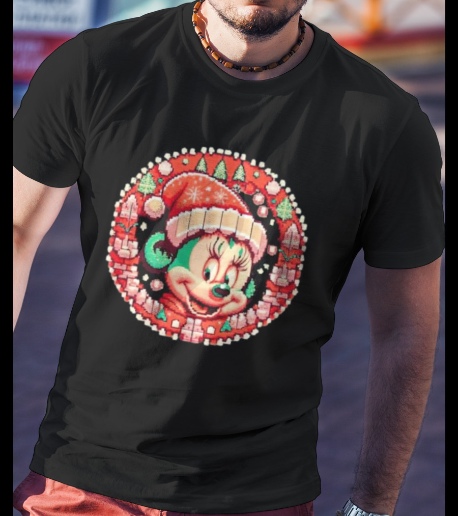 Minnie Mouse Christmas Sparkle Disney Magic Festive Holiday Santa Hat T-Shirt
