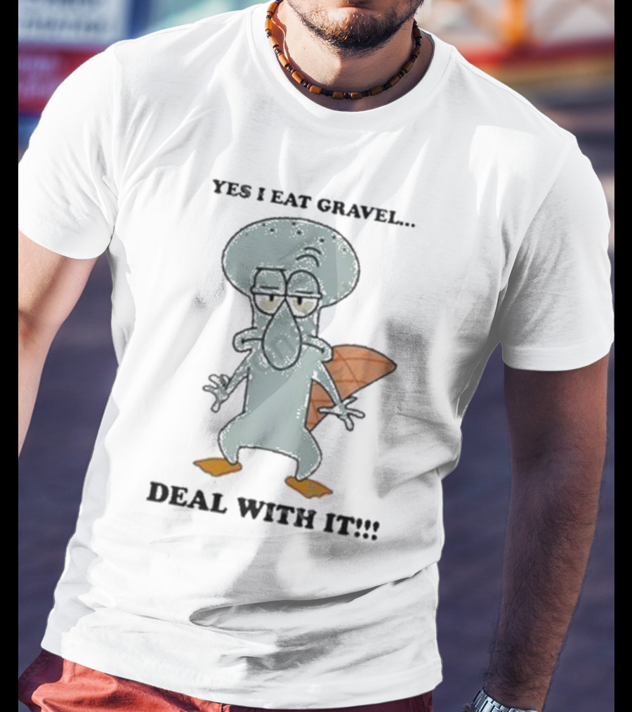 Nescartridges Yes I Eat Gravel Deal With It Angry Cartoon Beaver Character T-Shirt