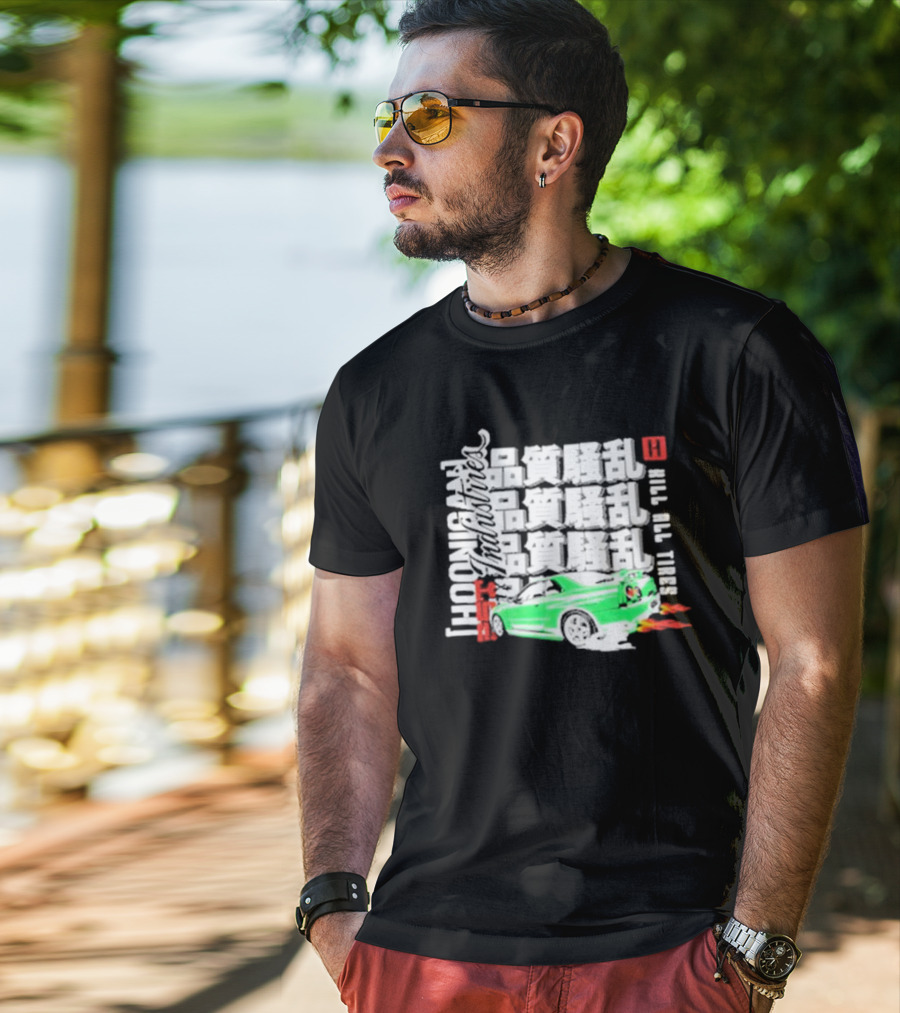 Hoonigan Industries Kill All Tires Green Car T-Shirt