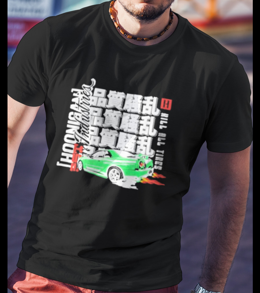 Hoonigan Industries Kill All Tires Green Car T-Shirt