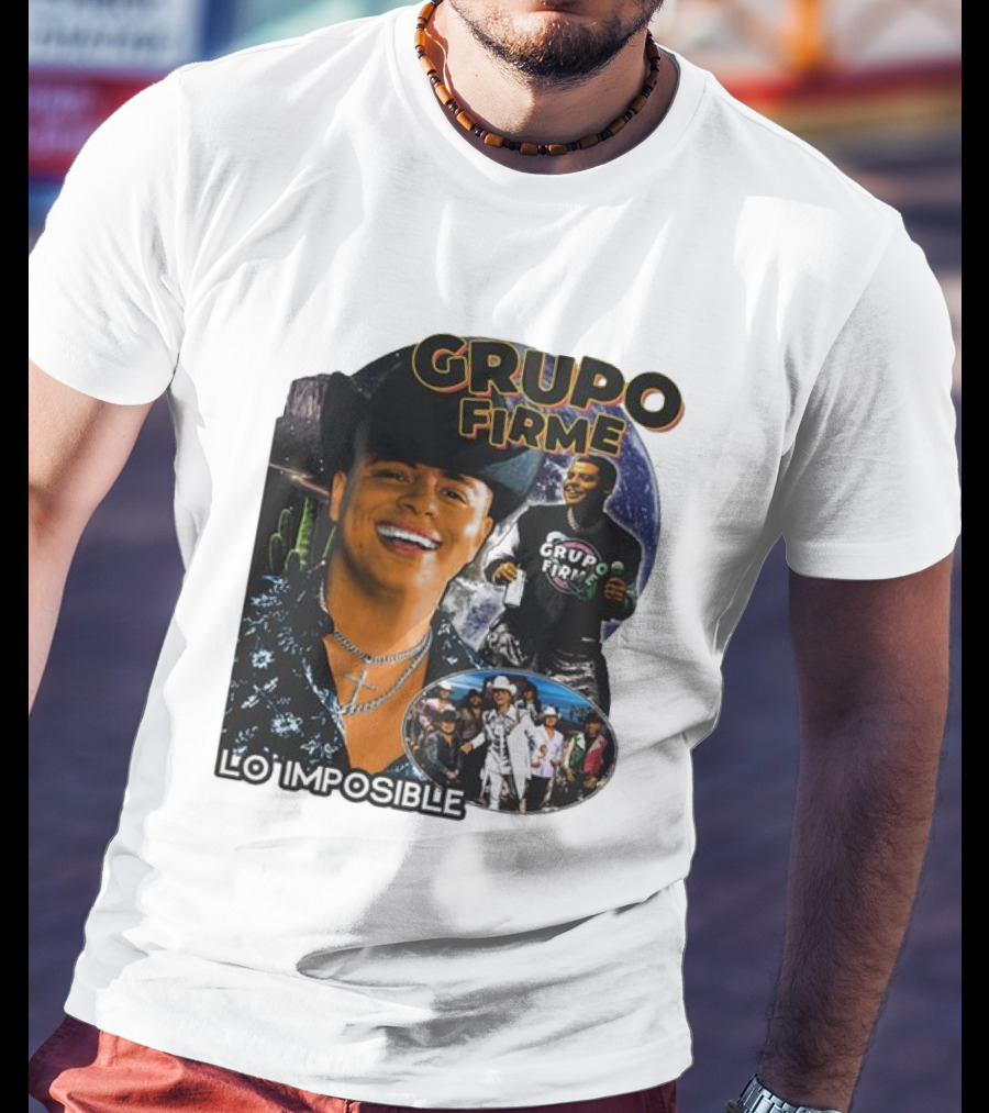 Grupo Firme Lo Imposible Cactus Cowboy Space Collage T-Shirt