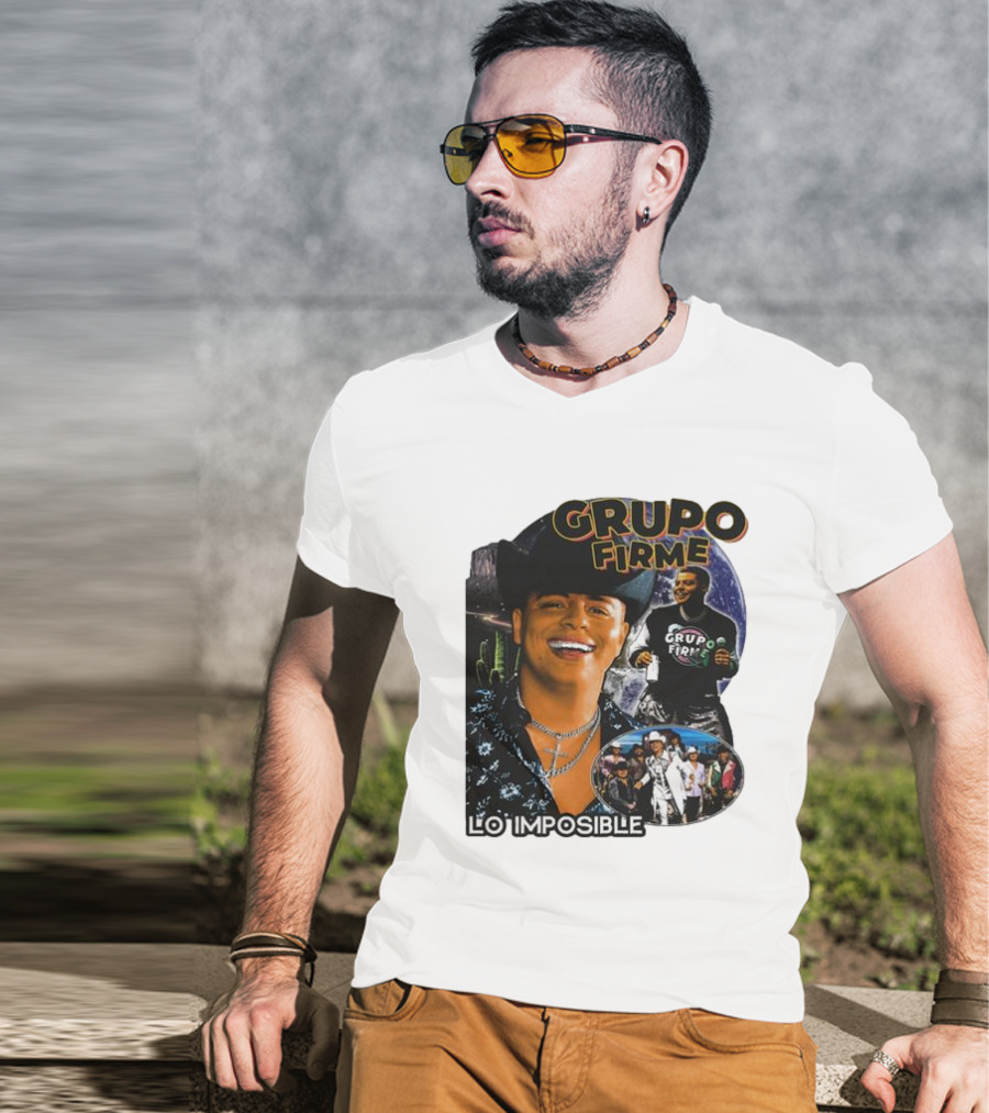 Grupo Firme Lo Imposible Cactus Cowboy Space Collage T-Shirt
