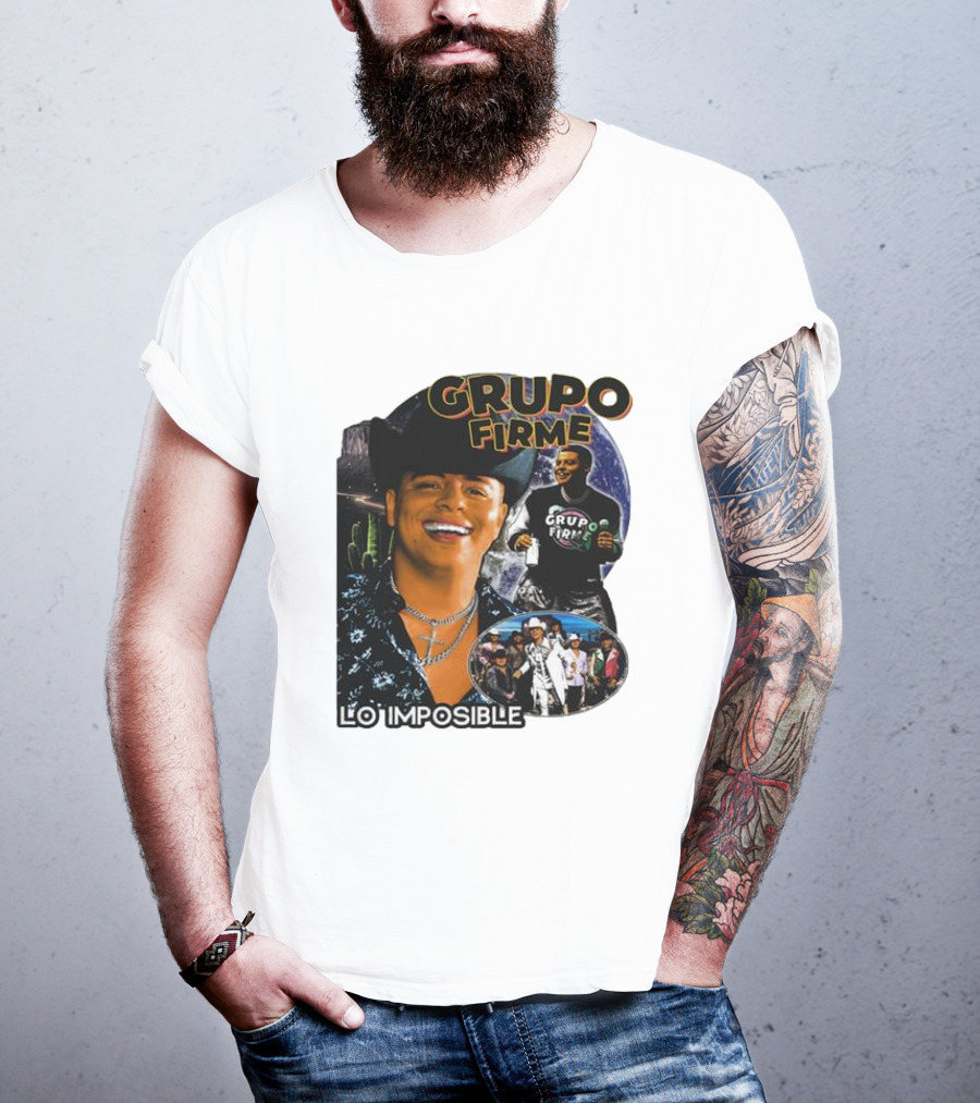 Grupo Firme Lo Imposible Cactus Cowboy Space Collage T-Shirt