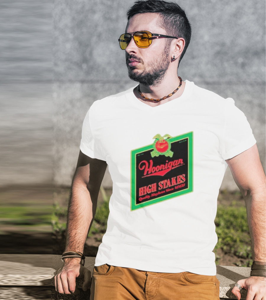 Hoonigan High Stakes Quality Mayhem Since MMXI Retro Apple Crate Label T-Shirt