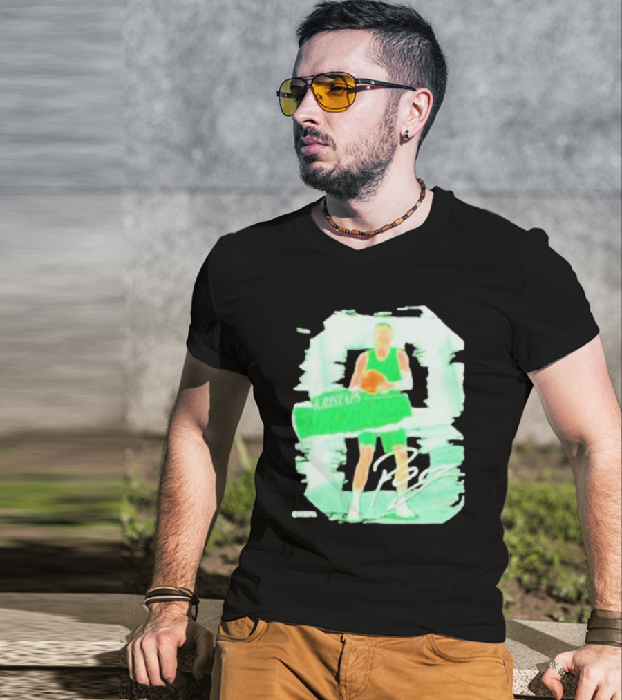 Kristaps Porzingis Boston Green Signature Basketball Player T-Shirt