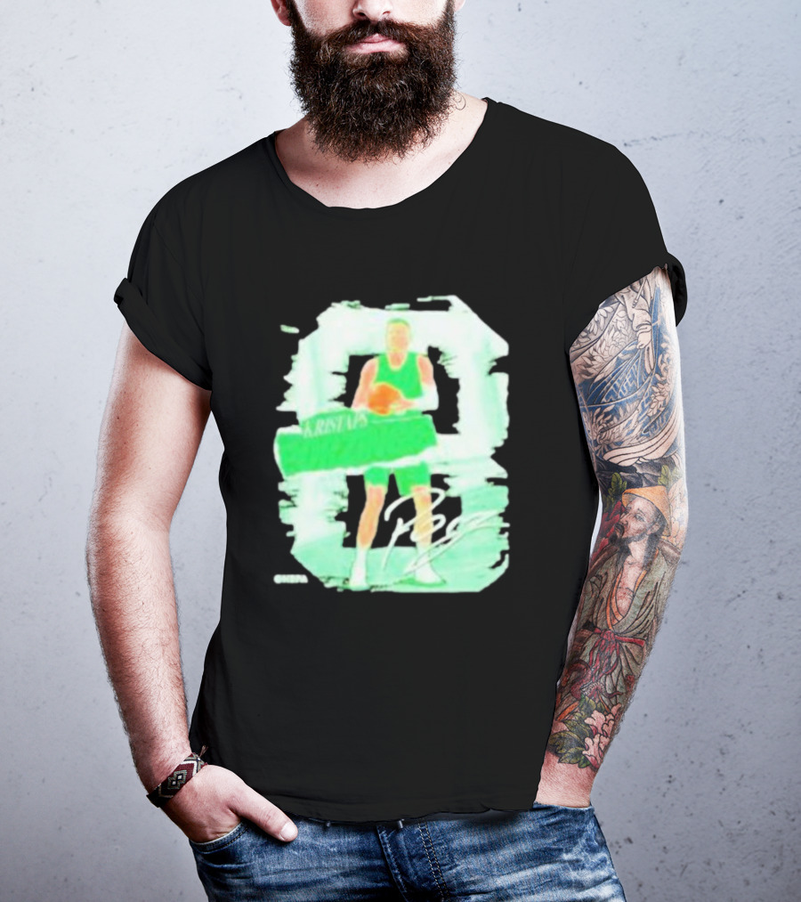 Kristaps Porzingis Boston Green Signature Basketball Player T-Shirt