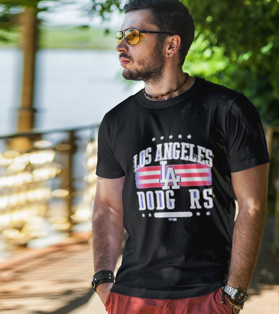 Los Angeles Dodgers Americana LA Stripes Stars T-Shirt