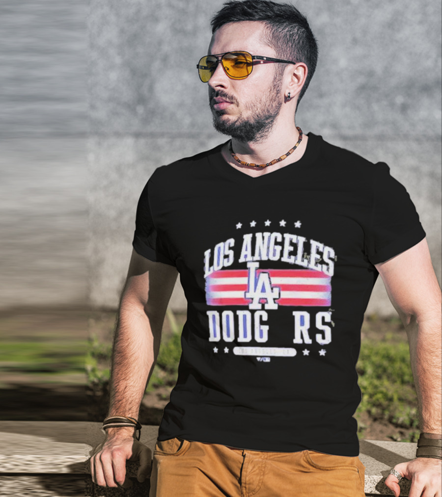 Los Angeles Dodgers Americana LA Stripes Stars T-Shirt
