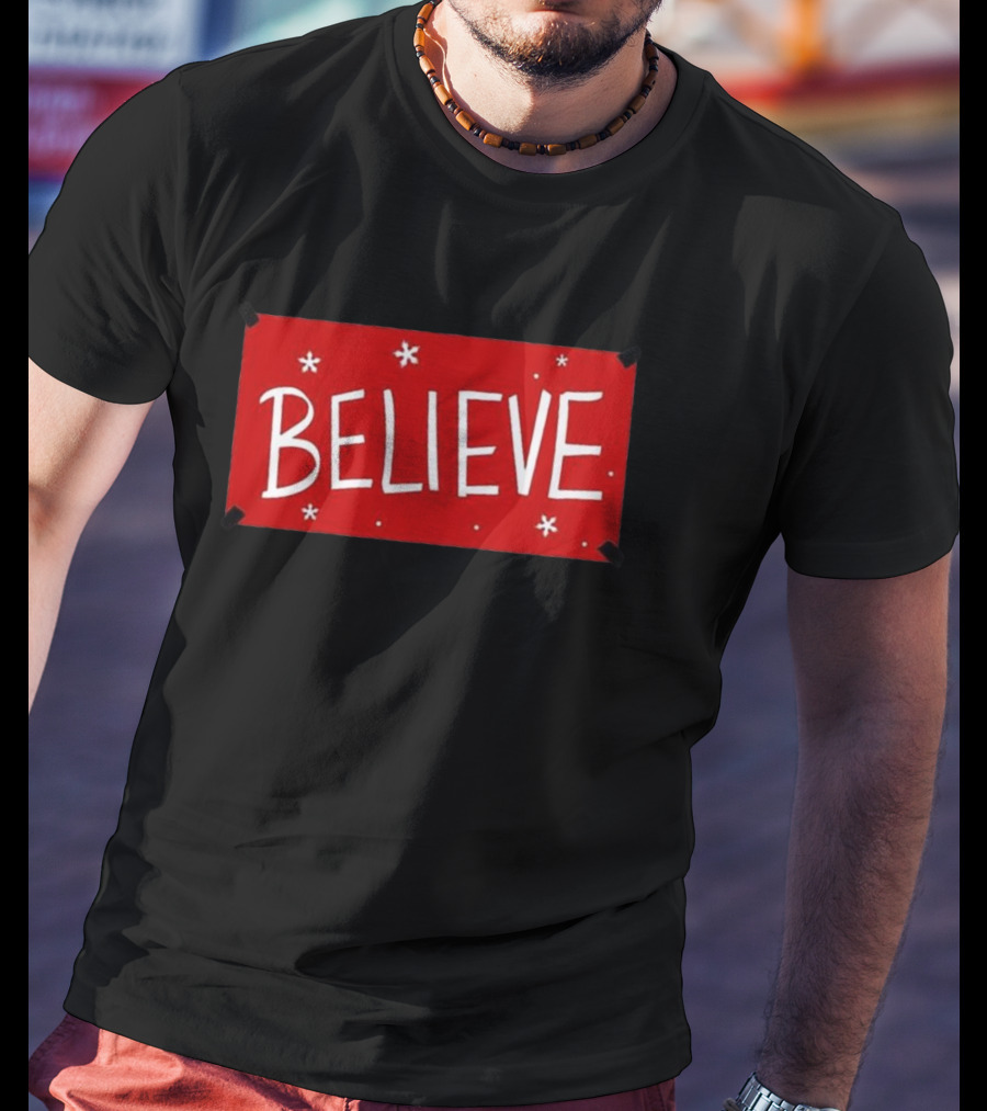 Believe Red Christmas Snowflakes T-Shirt