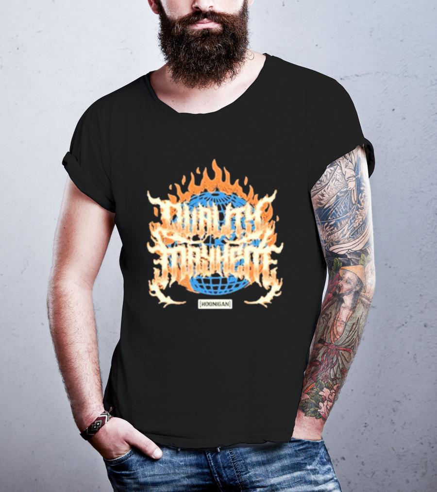 Hoonigan Burnt Mayhem World Globe Flames T-Shirt