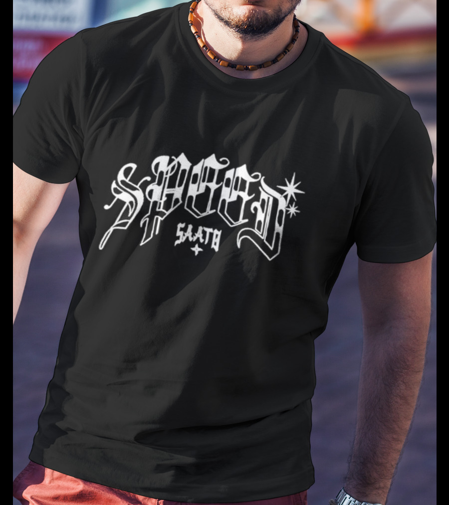 Speed Saato Vintage Tattoo Font Starburst T-Shirt