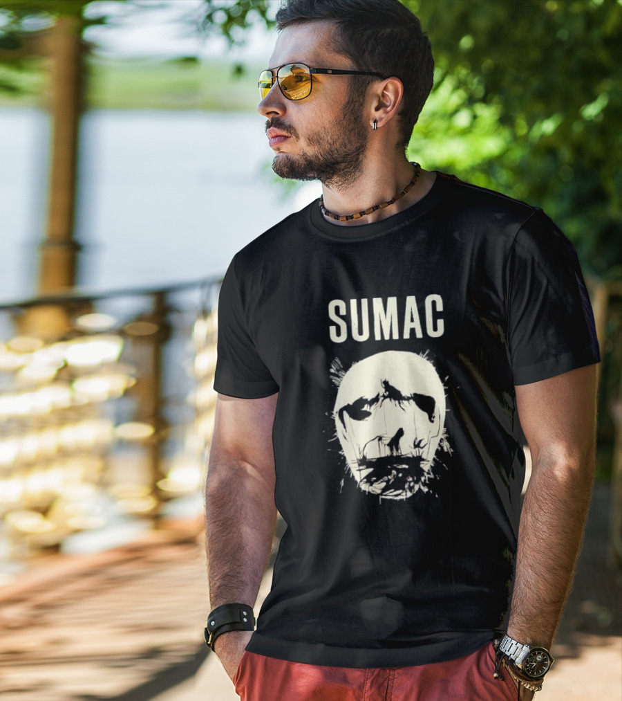 SUMAC Band Monochrome Abstract Face T-Shirt