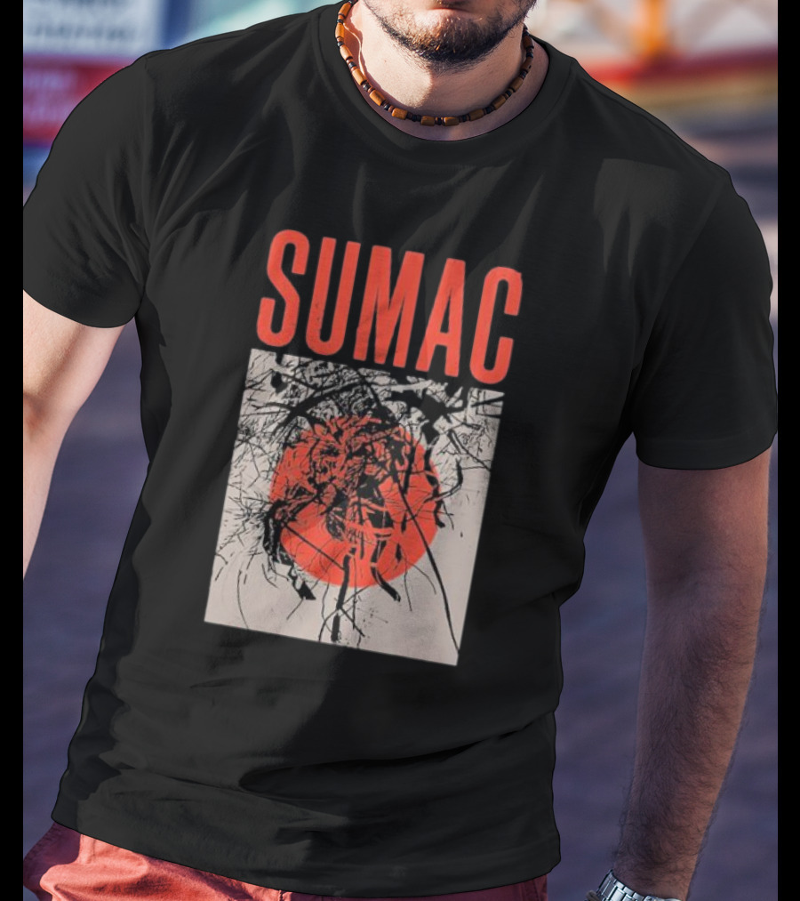 Sumac Shadow Art With Red Circle And Black Lines T-Shirt