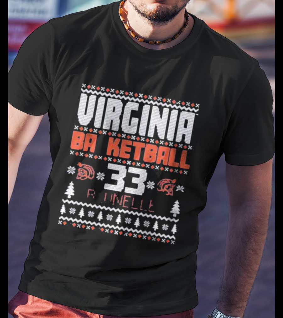 Virginia Basketball Sam Brunelle 33 Holiday T-Shirt