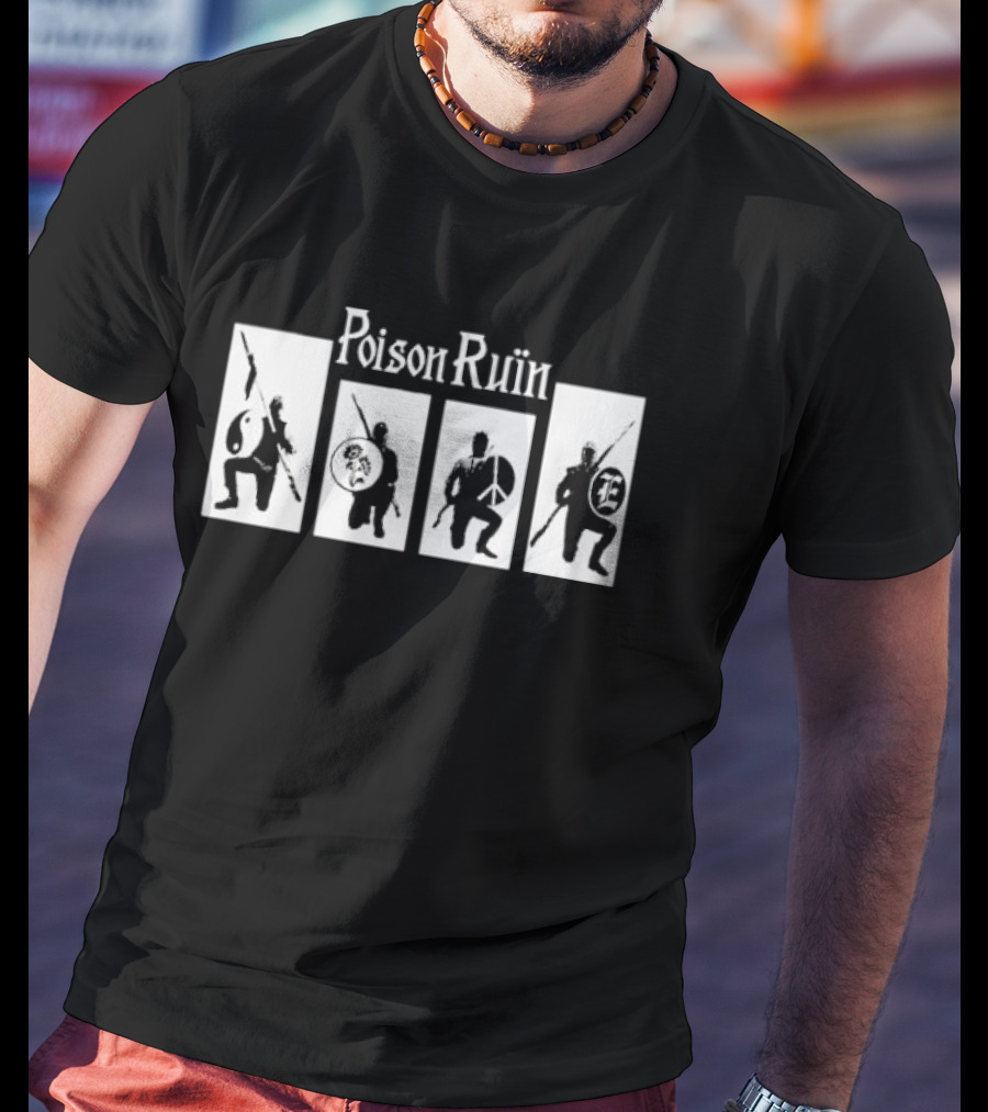 Poison Ruin Yin Yang Faces Peace Symbols Knights T-Shirt