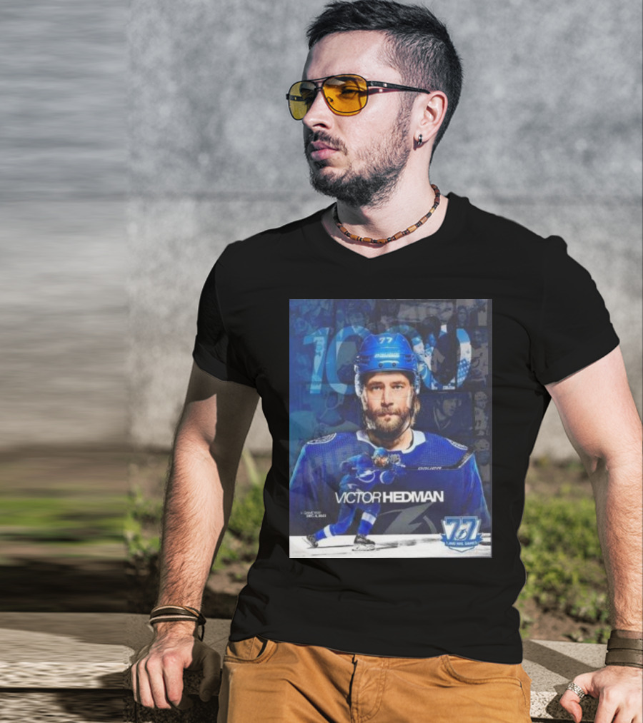 Victor Hedman 1000 NHL Games Milestone T-Shirt