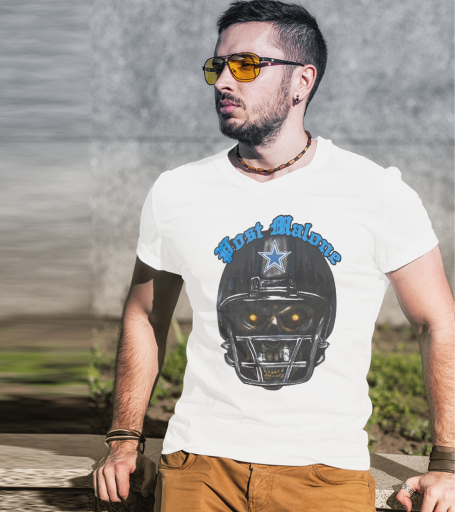 Post Malone Dallas Cowboys Helmet Skeleton With Star T-Shirt