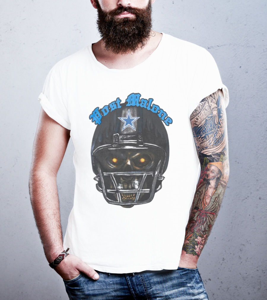 Post Malone Dallas Cowboys Helmet Skeleton With Star T-Shirt