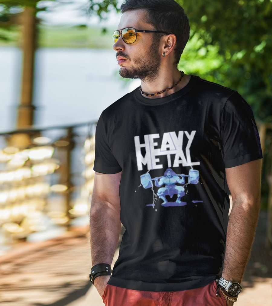 Heavy Metal Oversized Fitness Warrior With Barbells T-Shirt