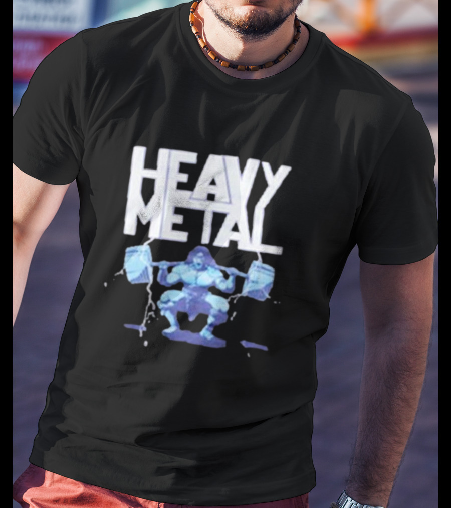 Heavy Metal Oversized Fitness Warrior With Barbells T-Shirt