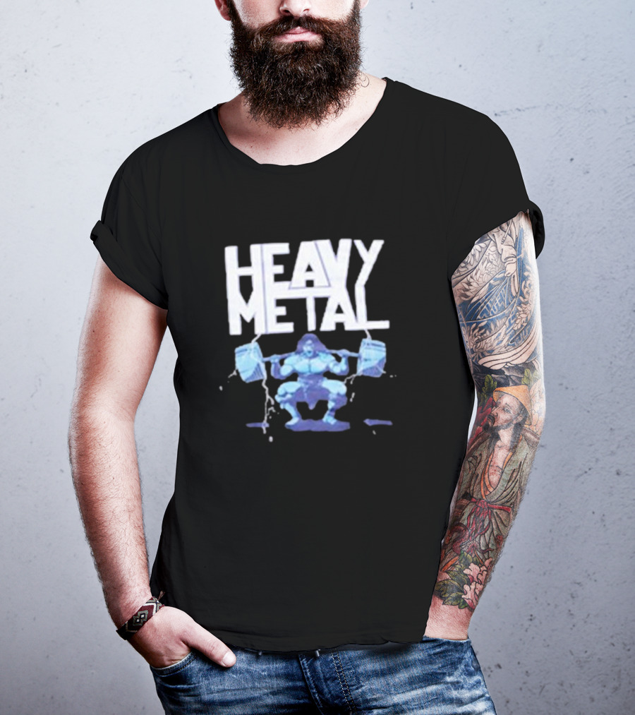 Heavy Metal Oversized Fitness Warrior With Barbells T-Shirt