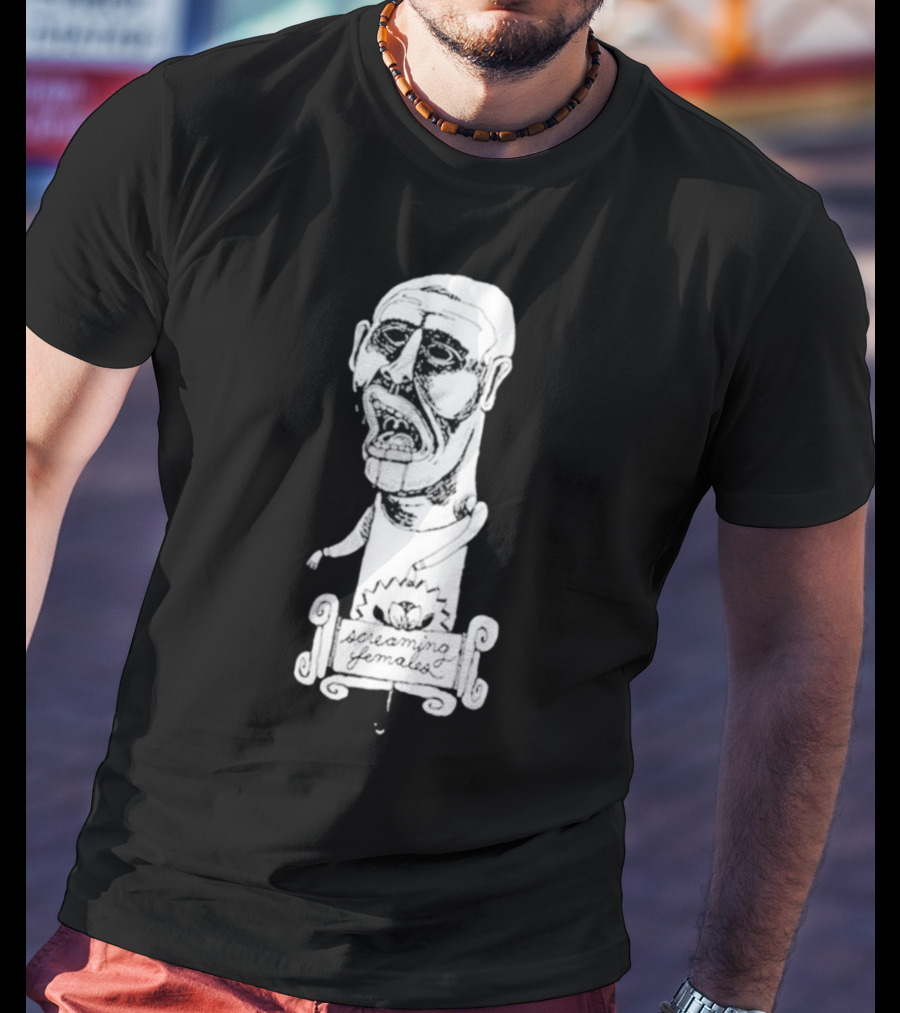 Screaming Females Band Illustration Black And White Head T-Shirt