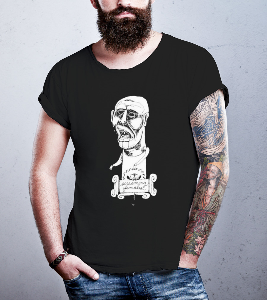 Screaming Females Band Illustration Black And White Head T-Shirt