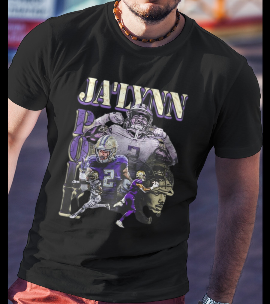 Jaylynn Polk Vintage Football Style Purple And Gold Player Collage T-Shirt