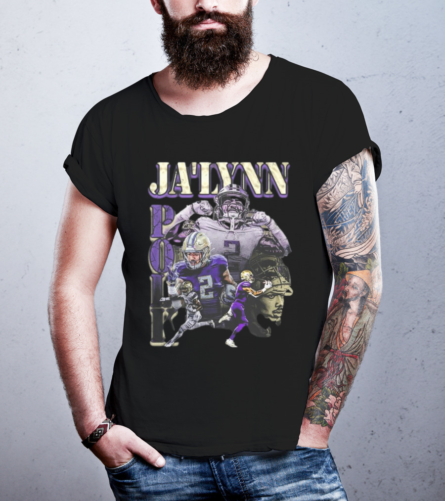 Jaylynn Polk Vintage Football Style Purple And Gold Player Collage T-Shirt