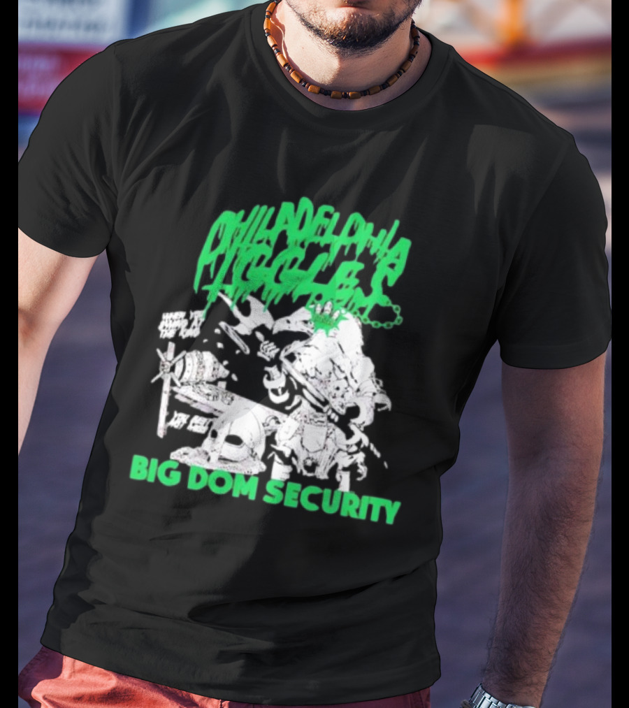 Philadelphia Eagles Big Dom Security Fierce Armored Guard With Spiked Bat T-Shirt
