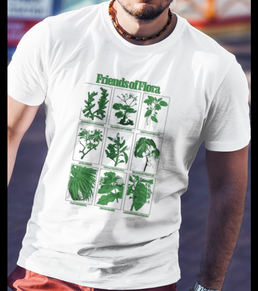 Friends Of Flora Plants Green Botanical Compilation T-Shirt