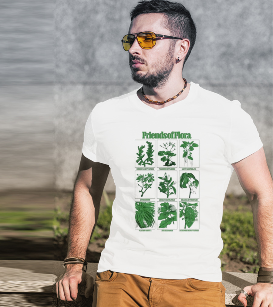 Friends Of Flora Plants Green Botanical Compilation T-Shirt