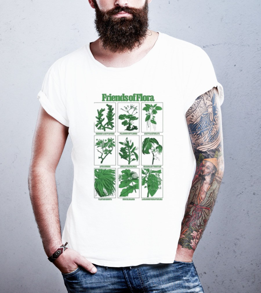 Friends Of Flora Plants Green Botanical Compilation T-Shirt