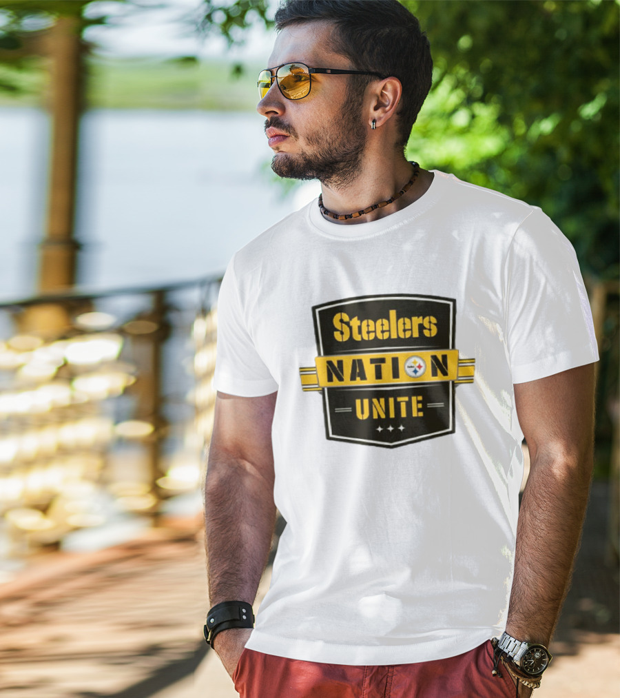 Steelers Nation Unite Emblem With Stars And Iconic Team Colors T-Shirt