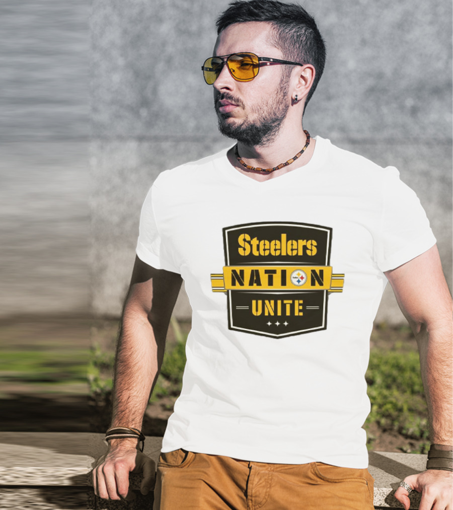 Steelers Nation Unite Emblem With Stars And Iconic Team Colors T-Shirt