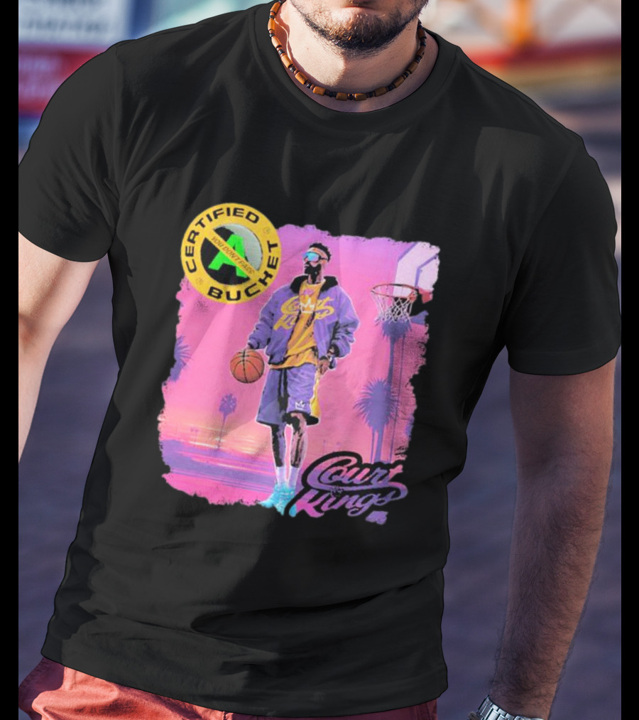 Certified Bucket Court Kings Style Basketball Sunset Scene T-Shirt