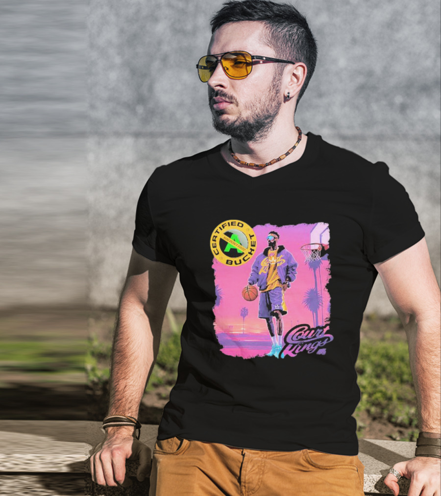 Certified Bucket Court Kings Style Basketball Sunset Scene T-Shirt