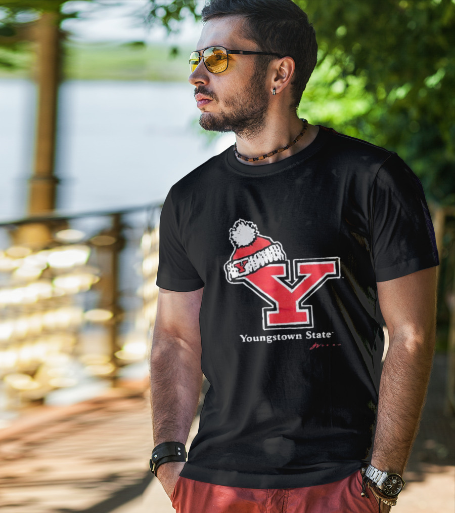 Youngstown State Y Logo With Knit Hat T-Shirt