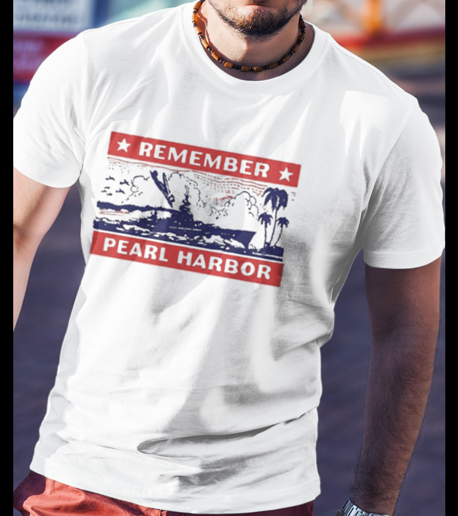 Remember Pearl Harbor 1941 Vintage Navy Battleship Aircraft Scene T-Shirt