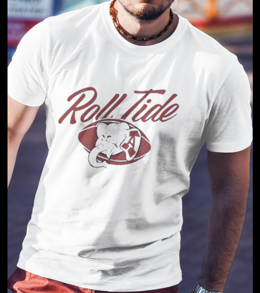 Alabama Roll Tide Football Vintage Ringer Elephant Emblem T-Shirt
