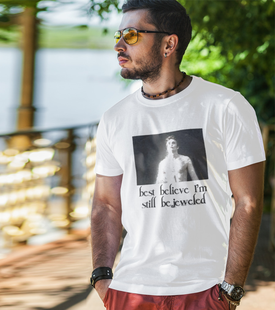 Best Believe I'm Still Bejeweled Black And White Male T-Shirt