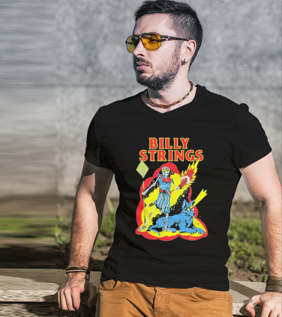 Billy Strings Skeleton Warrior With Blue Cyclops Cat T-Shirt