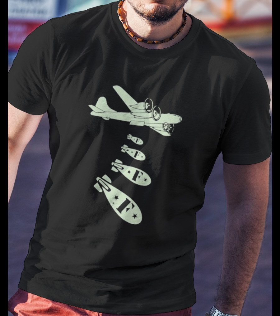 Vintage Bomber Dropping F Bombs Airplane T-Shirt