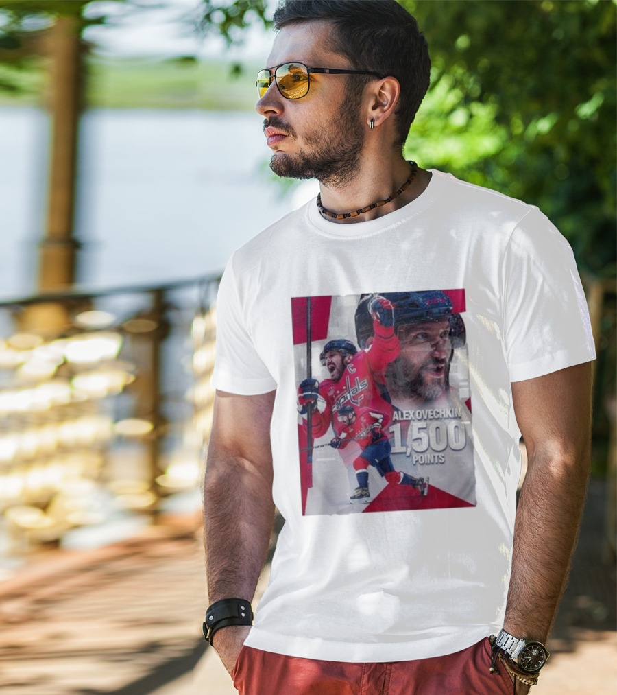 Alex Ovechkin 1500 Points Celebration Washington Capitals Red And White Hockey T-Shirt