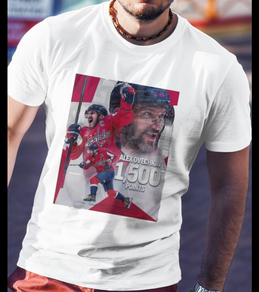 Alex Ovechkin 1500 Points Celebration Washington Capitals Red And White Hockey T-Shirt