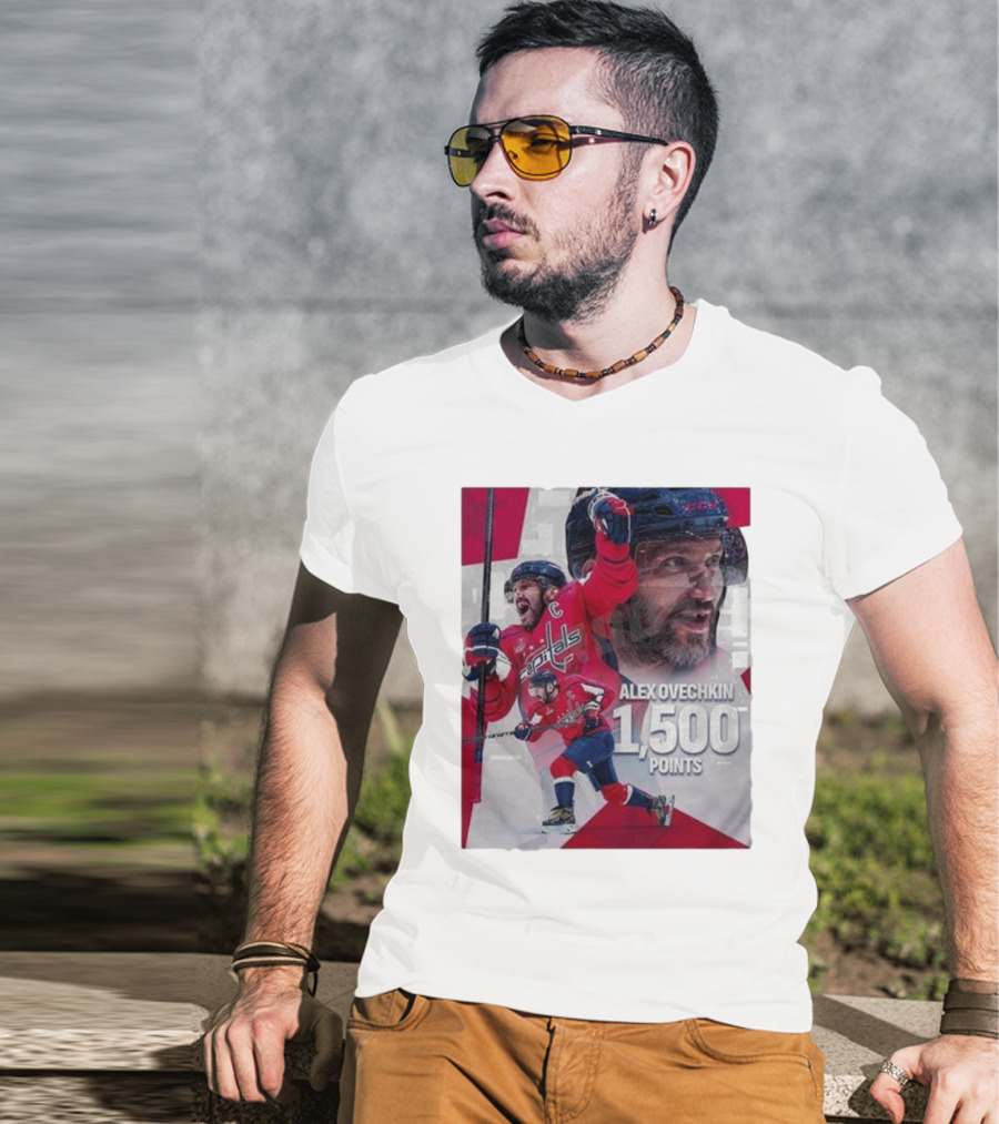 Alex Ovechkin 1500 Points Celebration Washington Capitals Red And White Hockey T-Shirt