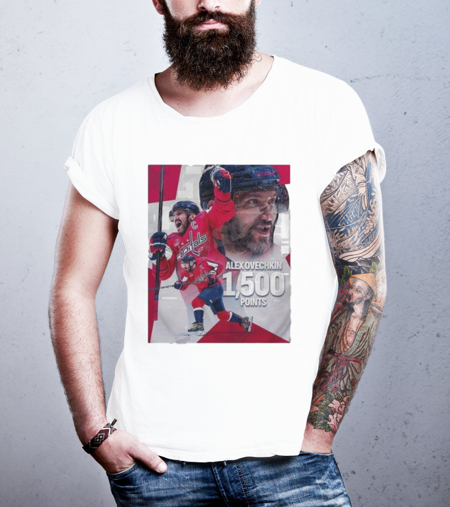 Alex Ovechkin 1500 Points Celebration Washington Capitals Red And White Hockey T-Shirt