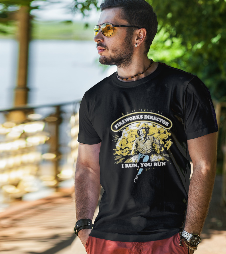 Fireworks Director I Run You Run Retro Explosion Scene T-Shirt